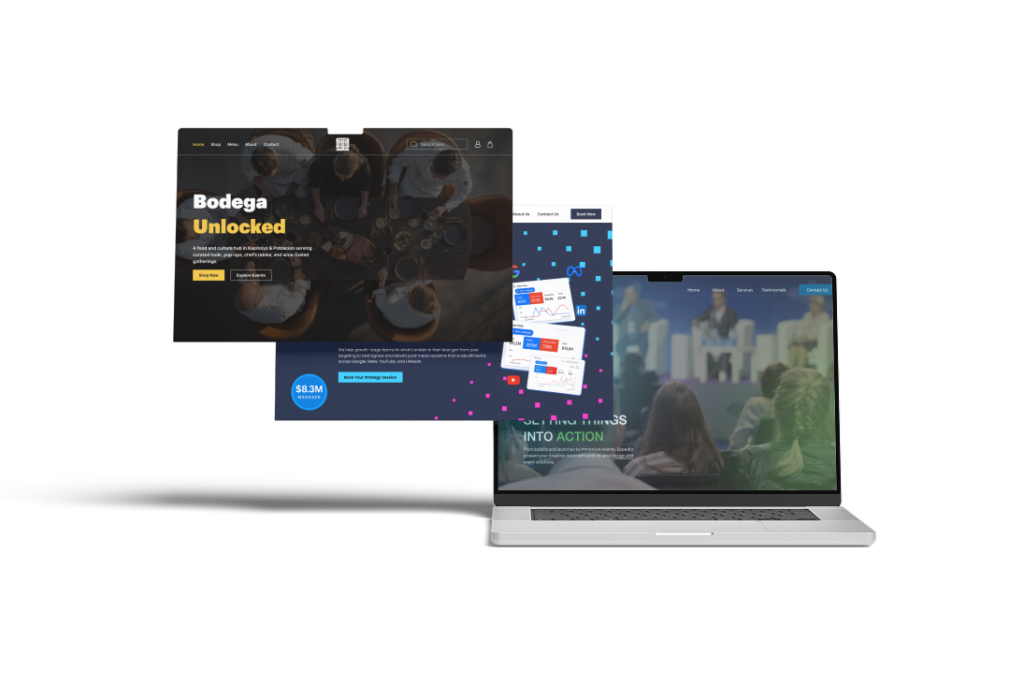 Screen mockups of previous works of Tatak Studio